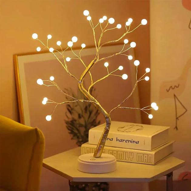 Декоративне дерево світильник Bonsai led tree light h20in N2 з гірляндою (48)