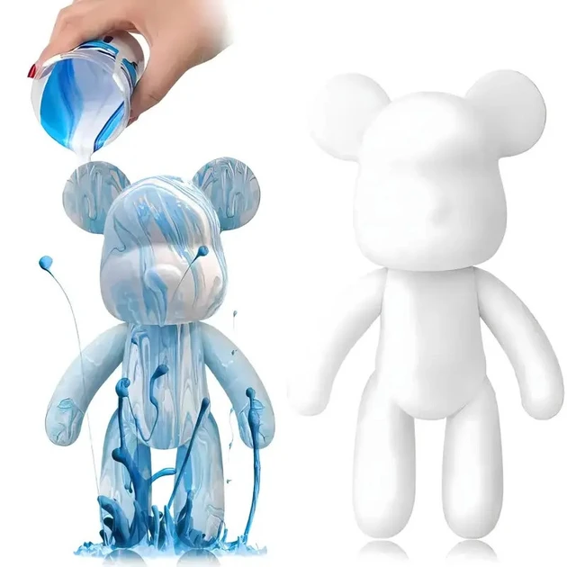 Набір для творчості 23 см флюїдний Креативний ведмедик DIY creative fluid bear з набором фарб (80)
