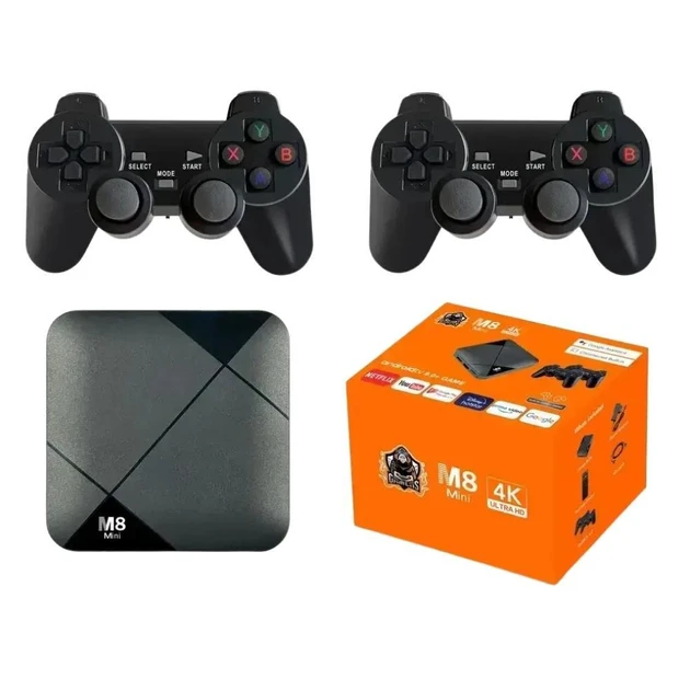 Игровая приставка для телевизора M8 mini 4K Android TV со встроенным эмулятором ретро-игр и джойстиками (40)