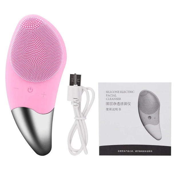 Щітка-масажер Sonic Facial Brush BR-020 Pink електрична силіконова для чищення обличчя (100)