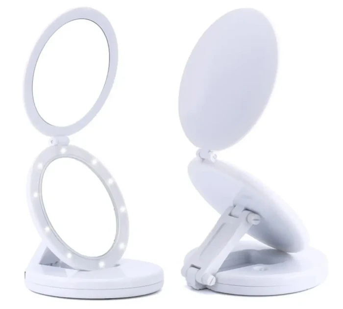 Дзеркало з Led-підсвіткою кругле Large Led Mirror косметичне складане збільшення 5X W0 29 для макіяжу (36)