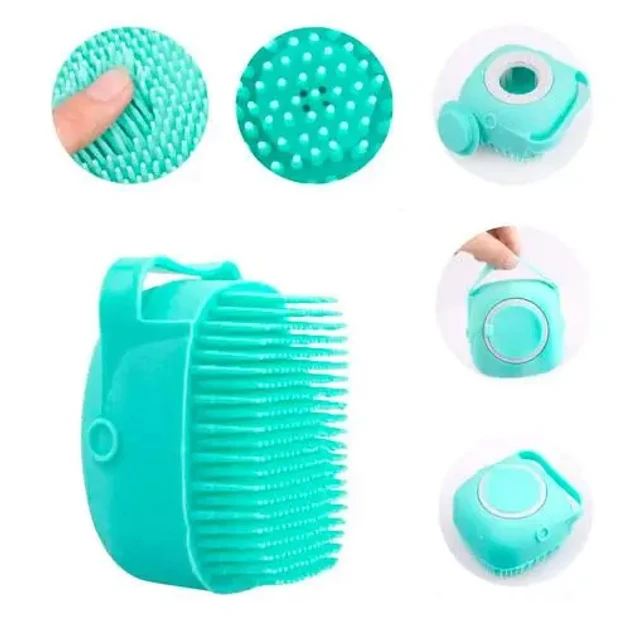 Силіконова щітка для тварин із резервуаром для шампуню | silicone massage bath brush (200)