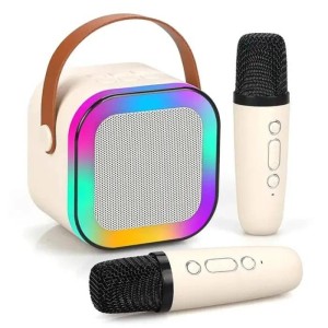 Портативная колонка с караоке , с двумя микрофонами и RGB подсветкой (40)