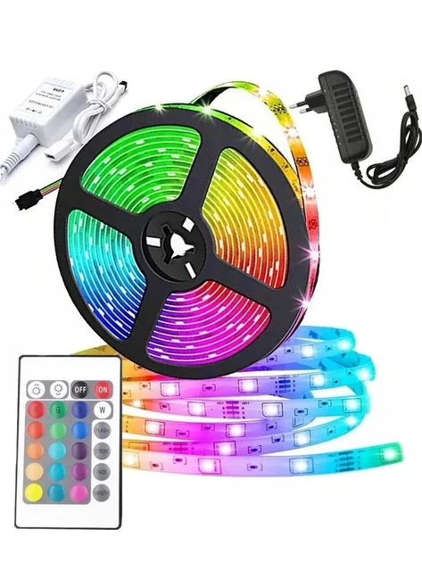 Яскрава кольорова вологостійка клейка стрічка RGB 3528 повний комплект світлодіодна 300 LED (100)