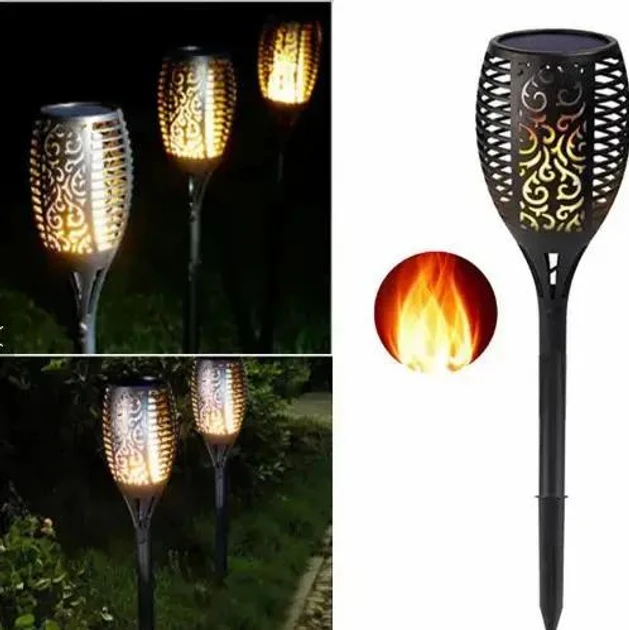 Ліхтар садовий світильник на сонячній батареї Solar flame 22 см (105)