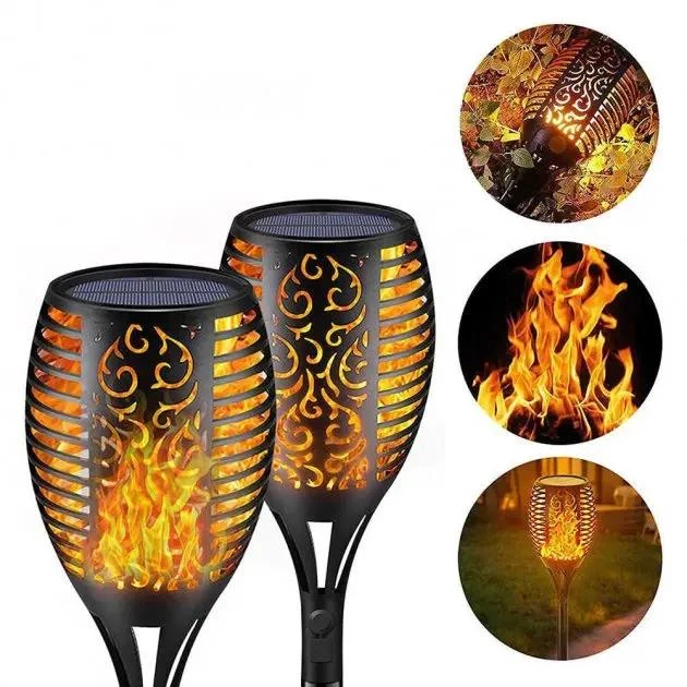 Ліхтар садовий світильник на сонячній батареї Solar flame 80 см. (50)