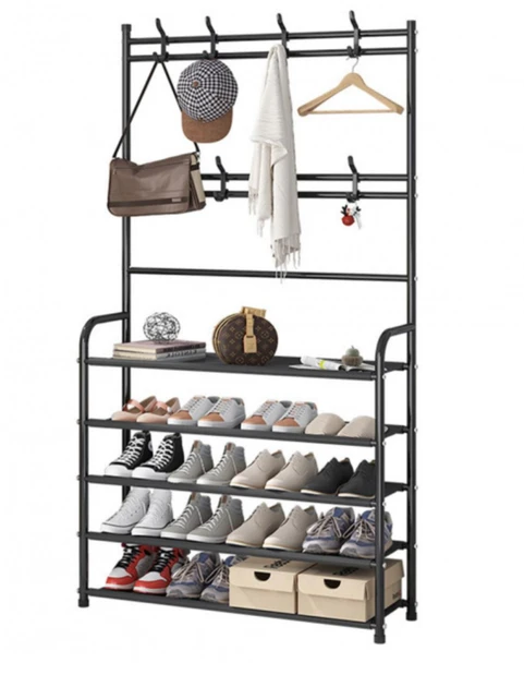 Универсальная напольная вешалка с крючками и полками для обуви new simple floor clothes rack (60x29.5x151 см) (16)