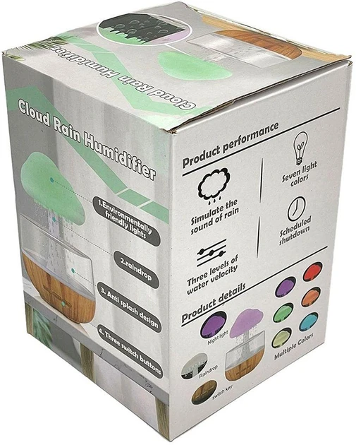 Зволожувач повітря нічник Гриб Cloud Rain Humidifier 300 мл. аромадифузор з ефектом дощу та RGB LED-підсвіткою USB (24)