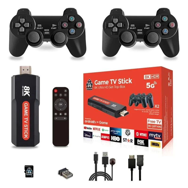 Ігрова консоль-приставка X9 (64 gb, 8K, 30000 ігор, Android, TV GAME STICK) два бездротові джойстики (40)