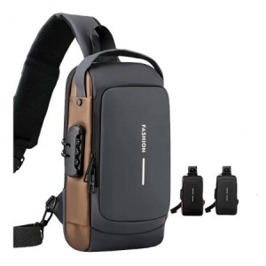 Мужская сумка бананка Fashion  с USB зарядкой и кодовым замком (100)
