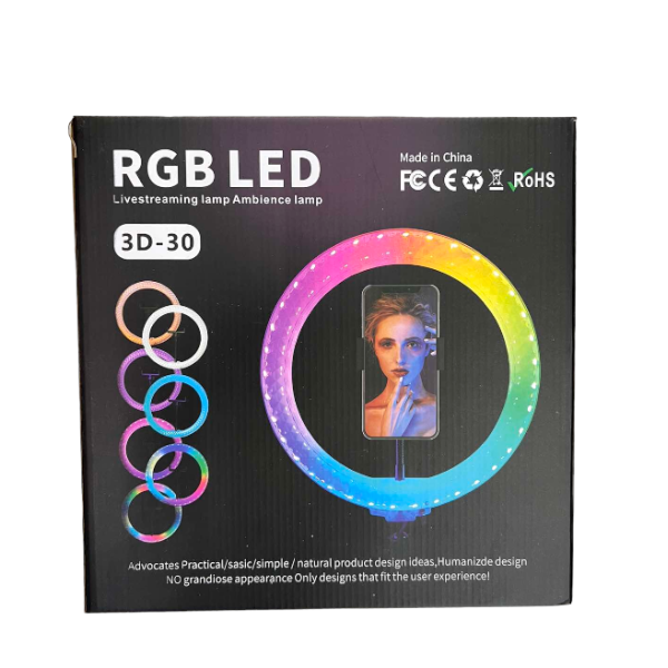 Кільцева світлодіодна лампа кольорова ( мультиколор) RGB 3D 30 см (30)