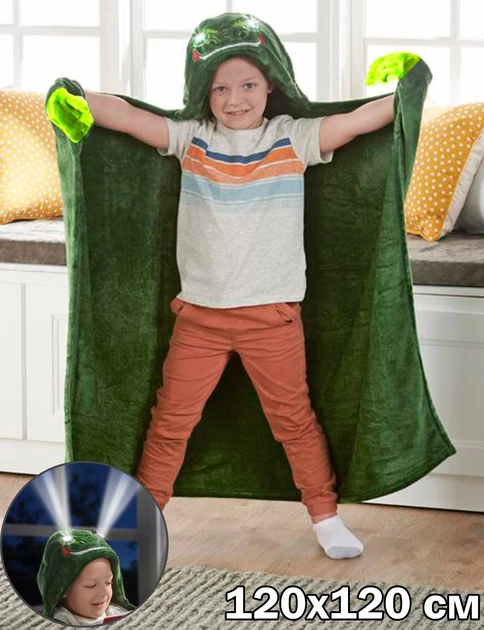 Худі-Плед дитяче Led light-up eyes рожеве, зелене (50)