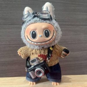 Игрушка-брелок labubu с одеждой, фотоаппаратом, очками, микс цветов (240)
