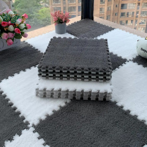 Килимок-пазл плюшевий (30×30 см), Сірий з білим 10 шт. паковання (20)