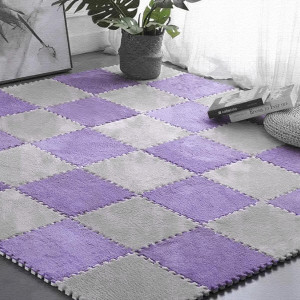 Килимок-пазл плюшевий (30×30 см), Фіолетовий із сірим 10 шт. паковання (20)