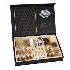 Набір столових приборів на 6 персон набір ложок виделок і ножів 24 предмети в коробці (12) Набір столових приборів на 6 персон набір ложок виделок і ножів 24 предмети в коробці (12)