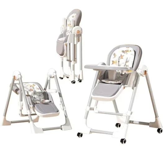 Стільчик для годування BabyChair з регульованою спинкою та столиком, шезлонг, колеса, складаний (1)