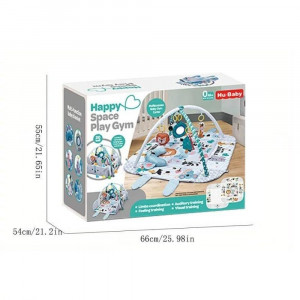 Дитячий килимок із м'якими бортиками заєць, подушкою, розвивальний кокон, ігровий із брязкальцями (12)