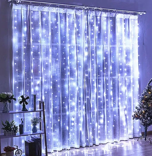 Гірлянда Новорічна штора 320 LED-лампочок 3х3 метра колір білий від мережі