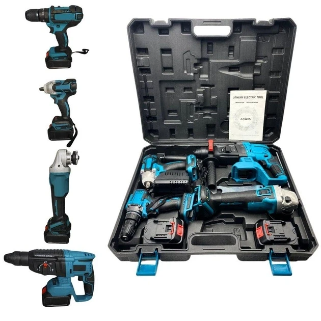 Набір акумуляторного інструменту 4 в 1 Шурупокрут, Болгарка, Гайковерт, Перфоратор X337 (2)