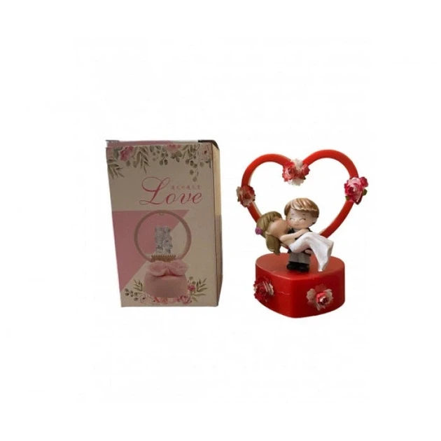 Декоративна світна фігурка "Жінніх і наречена" 13 см. на 9 см, статуетка на підставці в серці