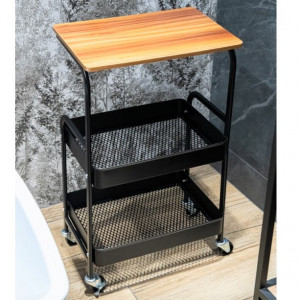 Чорна етажерка в стилі лофт на коліщатках (6)