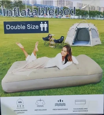 Надувний матрац для кемпінгу на 2 особи 190*135*36 см. сірий (6)